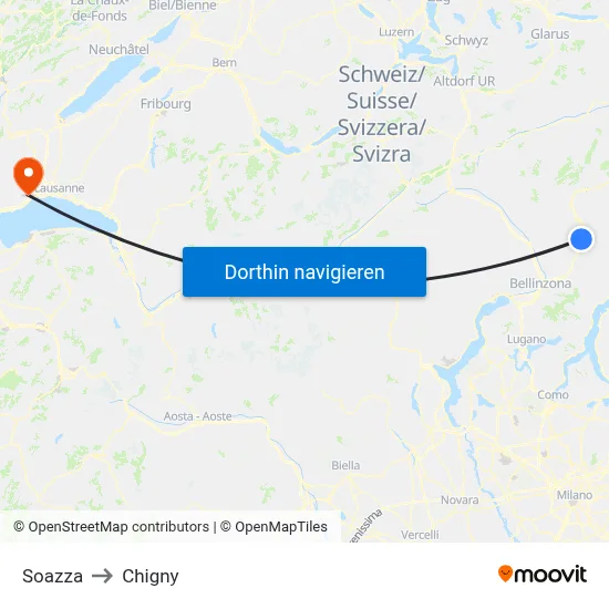 Soazza to Chigny map