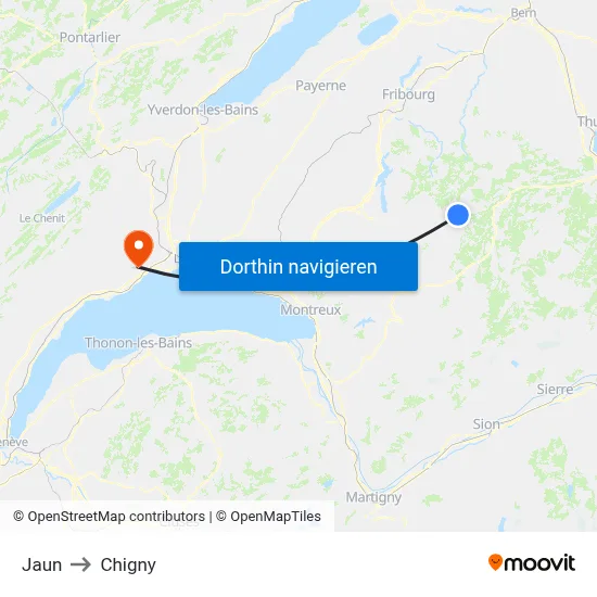 Jaun to Chigny map