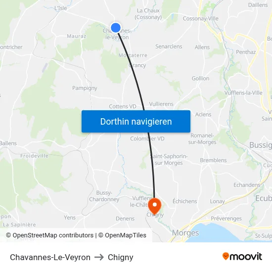 Chavannes-Le-Veyron to Chigny map