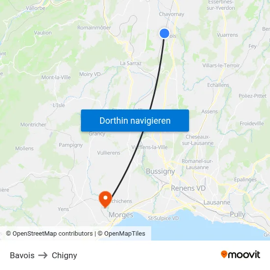 Bavois to Chigny map