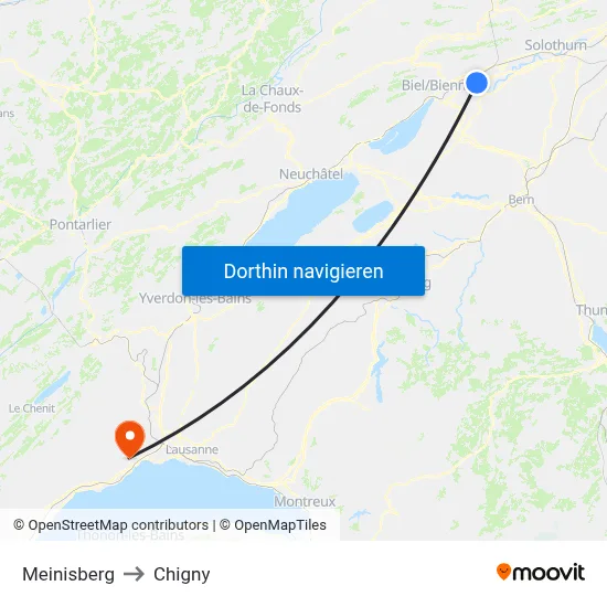 Meinisberg to Chigny map