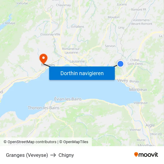 Granges (Veveyse) to Chigny map