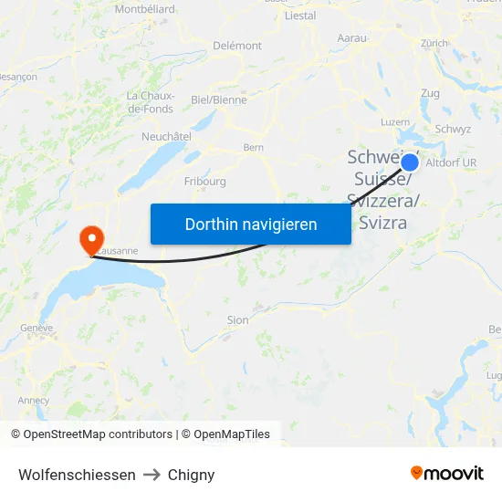 Wolfenschiessen to Chigny map