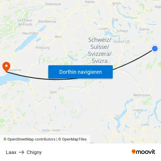 Laax to Chigny map