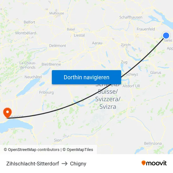 Zihlschlacht-Sitterdorf to Chigny map