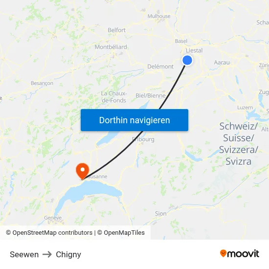 Seewen to Chigny map