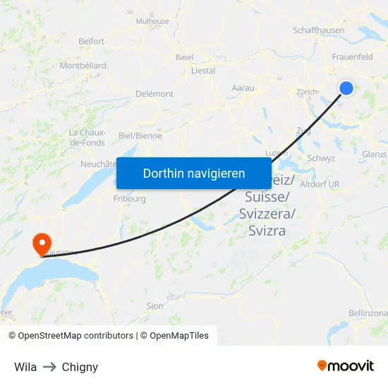 Wila to Chigny map