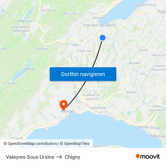 Valeyres-Sous-Ursins to Chigny map
