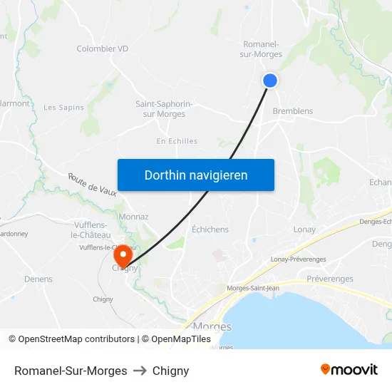 Romanel-Sur-Morges to Chigny map