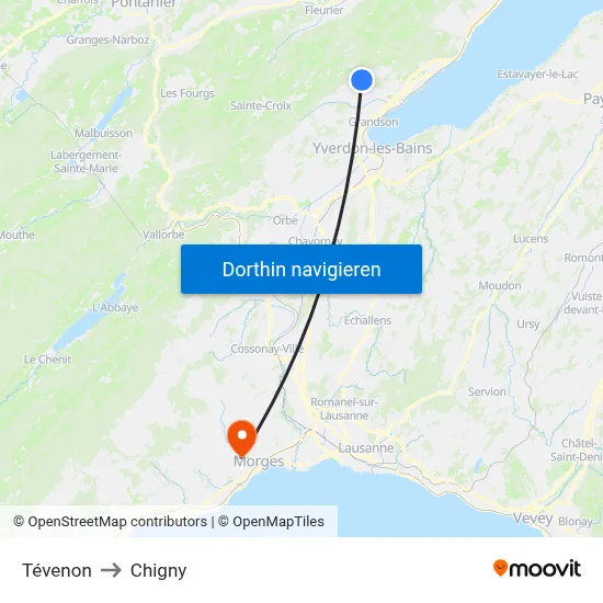 Tévenon to Chigny map