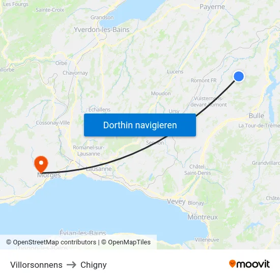 Villorsonnens to Chigny map