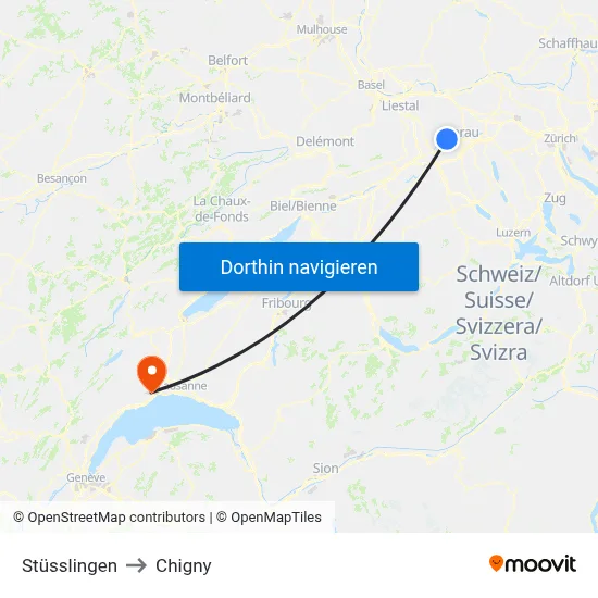 Stüsslingen to Chigny map