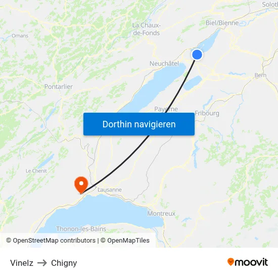 Vinelz to Chigny map