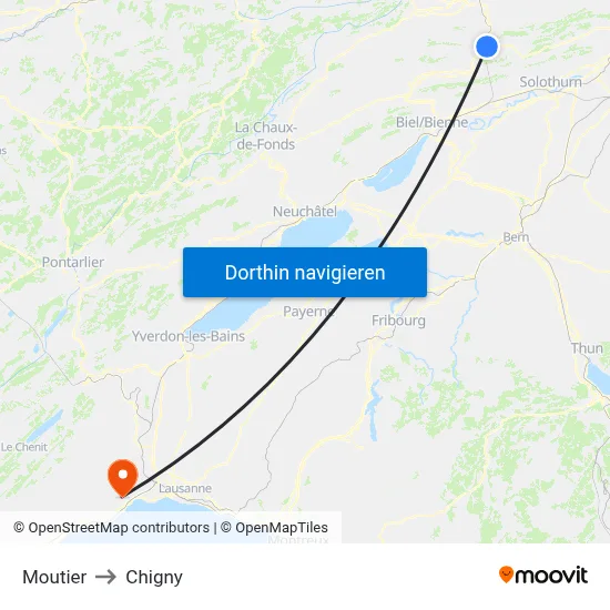 Moutier to Chigny map