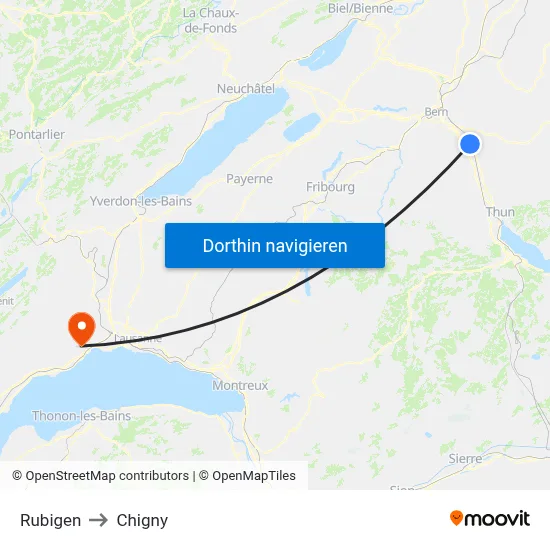 Rubigen to Chigny map