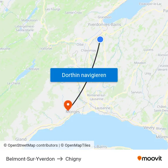Belmont-Sur-Yverdon to Chigny map