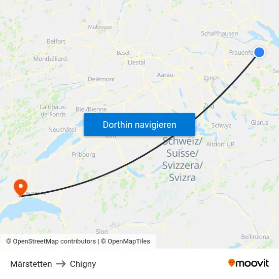 Märstetten to Chigny map
