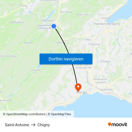 Saint-Antoine to Chigny map