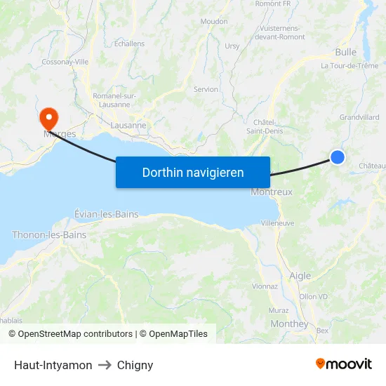 Haut-Intyamon to Chigny map