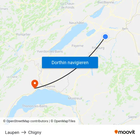 Laupen to Chigny map