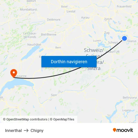 Innerthal to Chigny map