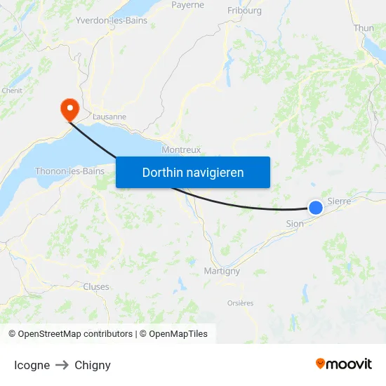 Icogne to Chigny map