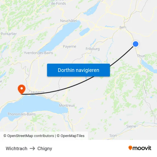 Wichtrach to Chigny map