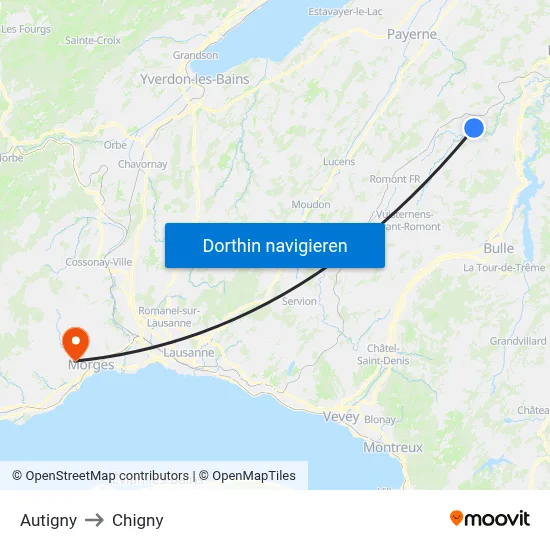 Autigny to Chigny map