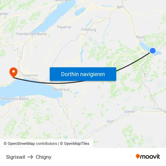 Sigriswil to Chigny map