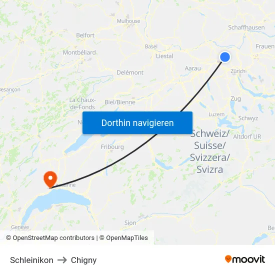 Schleinikon to Chigny map