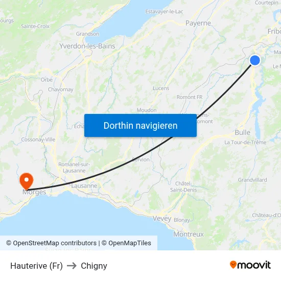 Hauterive (Fr) to Chigny map