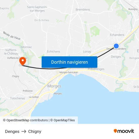 Denges to Chigny map