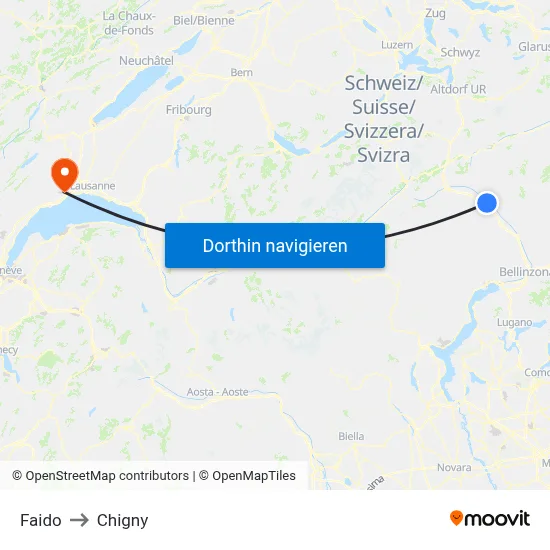 Faido to Chigny map