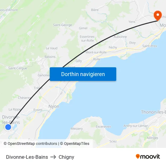 Divonne-Les-Bains to Chigny map