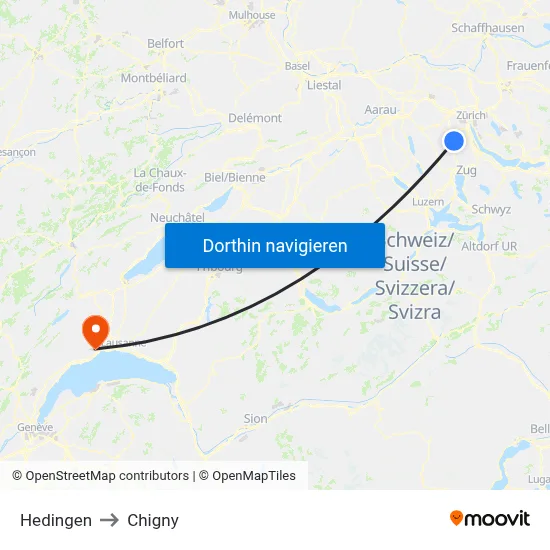 Hedingen to Chigny map