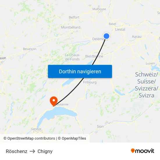 Röschenz to Chigny map