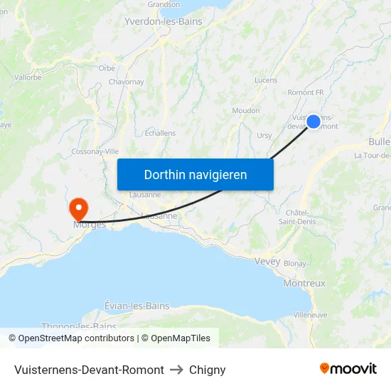 Vuisternens-Devant-Romont to Chigny map