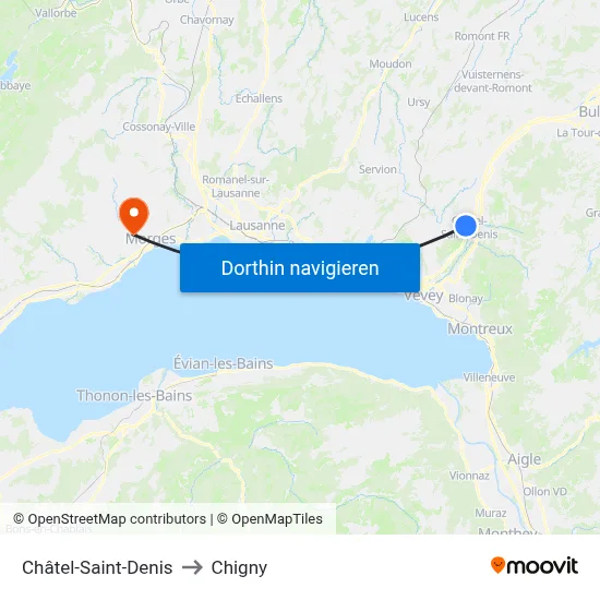 Châtel-Saint-Denis to Chigny map