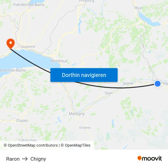 Raron to Chigny map