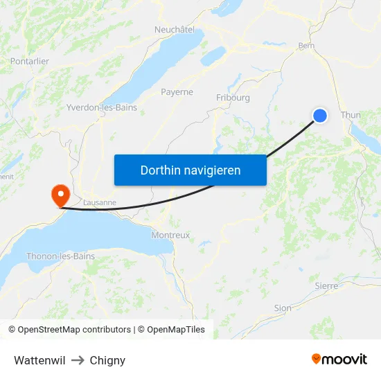 Wattenwil to Chigny map