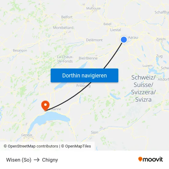 Wisen (So) to Chigny map