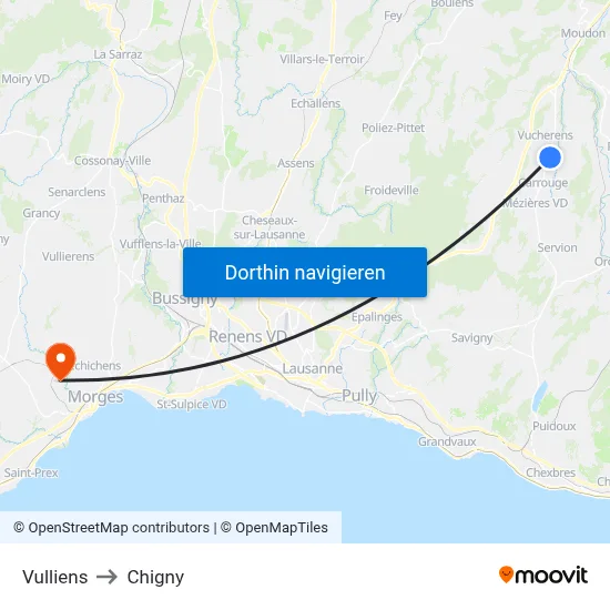 Vulliens to Chigny map