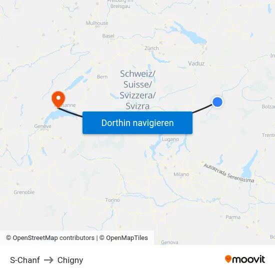 S-Chanf to Chigny map