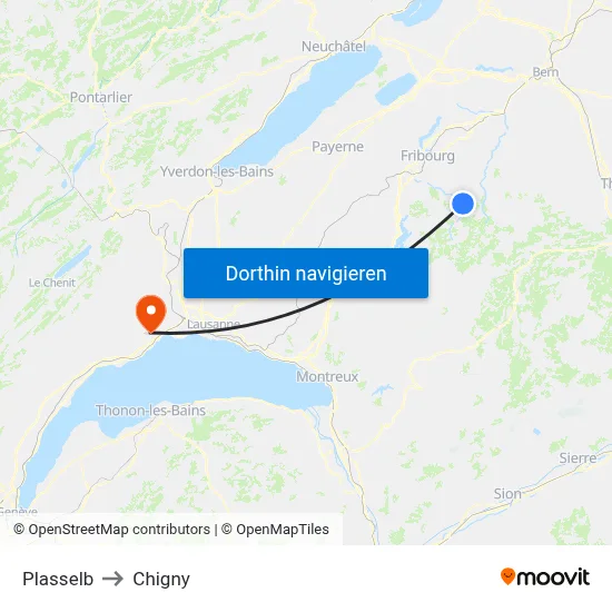 Plasselb to Chigny map