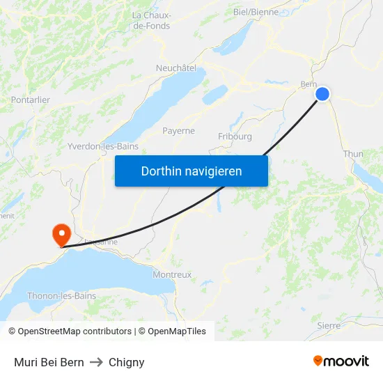 Muri Bei Bern to Chigny map