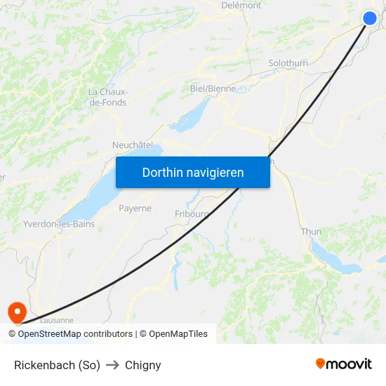 Rickenbach (So) to Chigny map