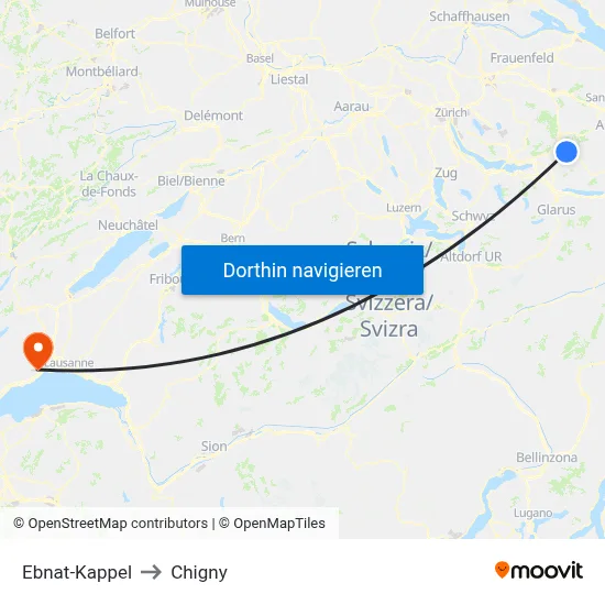 Ebnat-Kappel to Chigny map