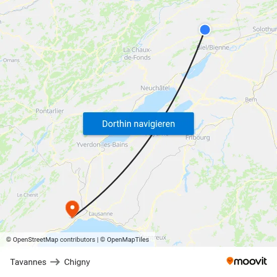 Tavannes to Chigny map