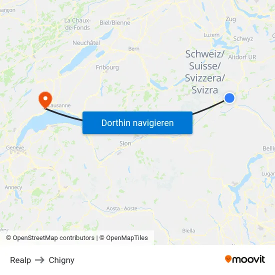 Realp to Chigny map