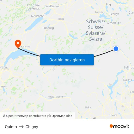 Quinto to Chigny map